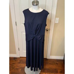 Lauren Ralph Lauren Blue Draped Twisted Front Sleeveless Dress NWT $135 Size 16